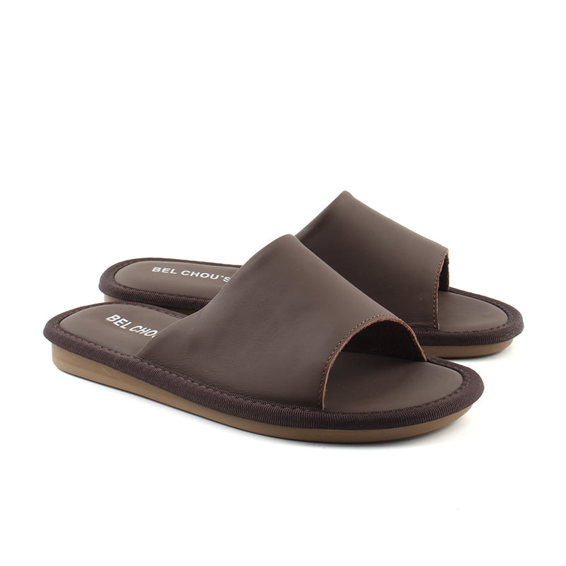 Sandales Unisexe en Cuir, Couleur Brun / Y001-65 / BEL CHOU'S