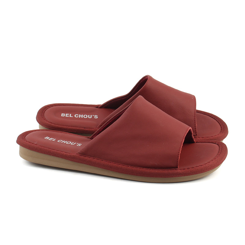 Sandales Unisexe en Cuir, Couleur Rouge / Y001-73 / BEL CHOU'S