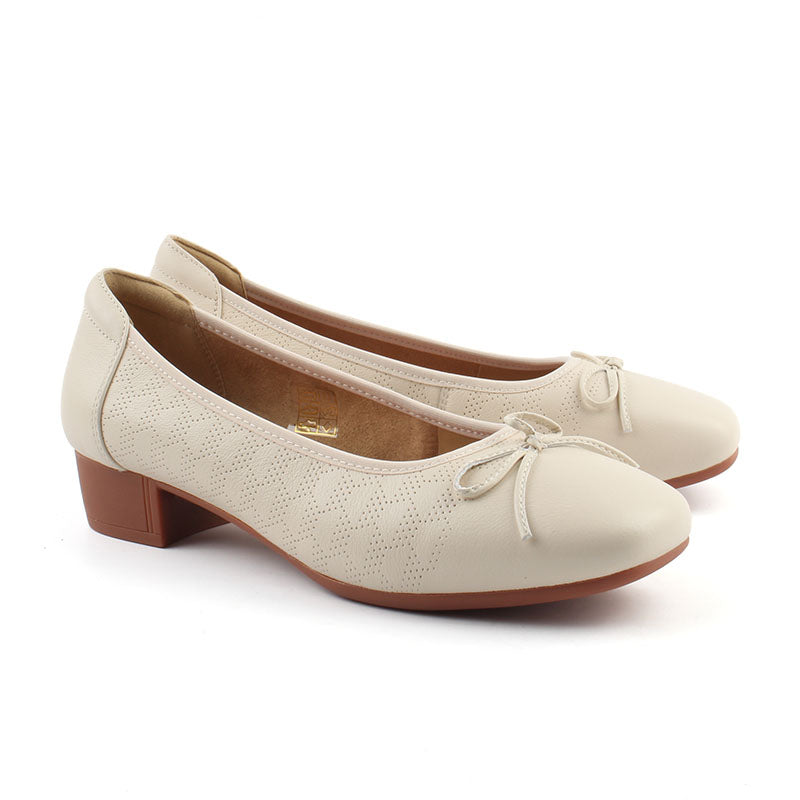 Chaussures Femme Derbies en Cuir, Couleur Crème / N091-88 / BEL CHOU'S